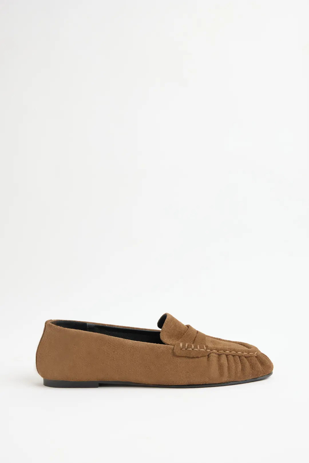 Loafer 2510 - Gerçek Deri Büzgü Detaylı Kadın Loafer - Camel Süet