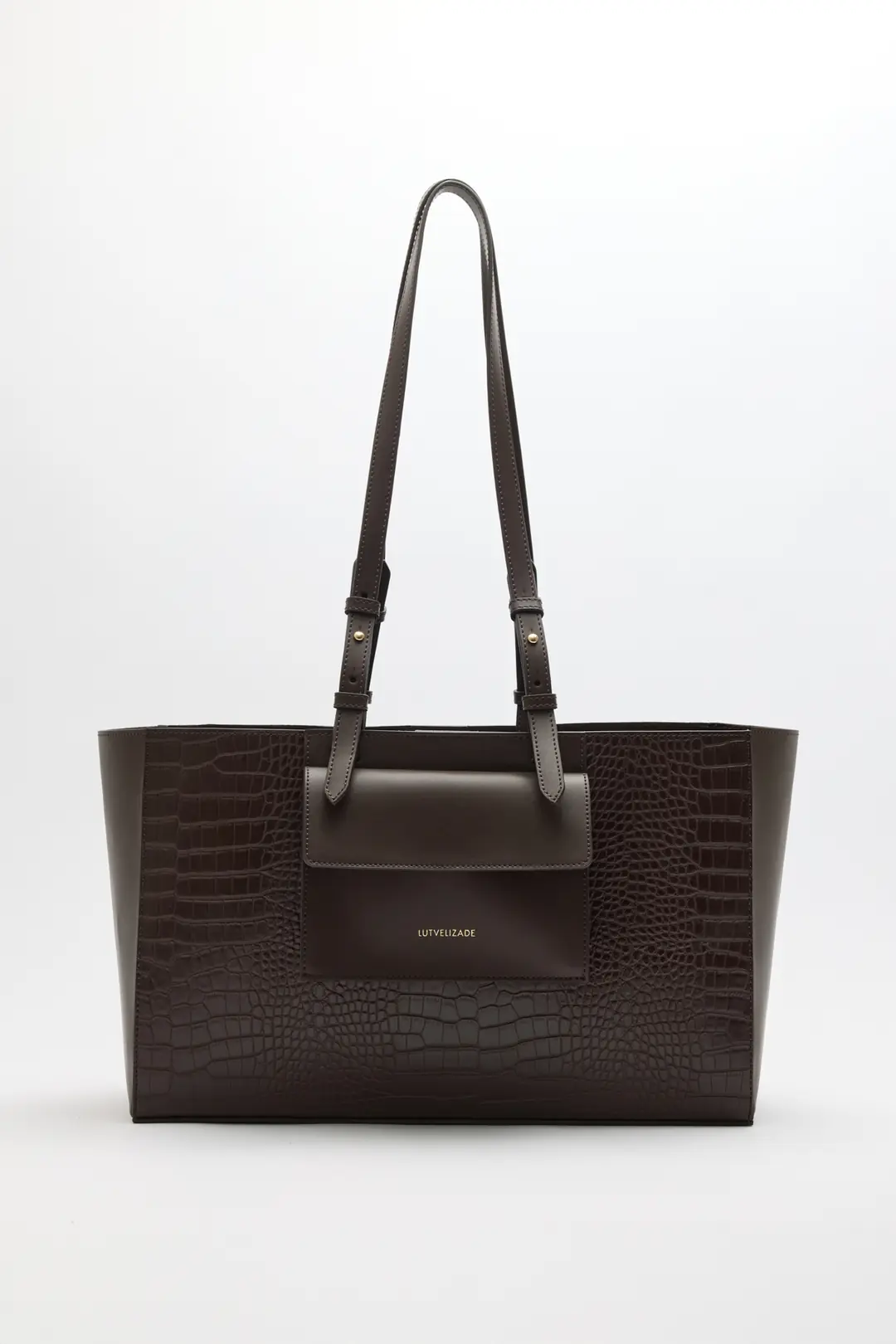 Çanta 2601 - Croc Kumaş Shopper Kadın Çanta - Acı Kahve Croc