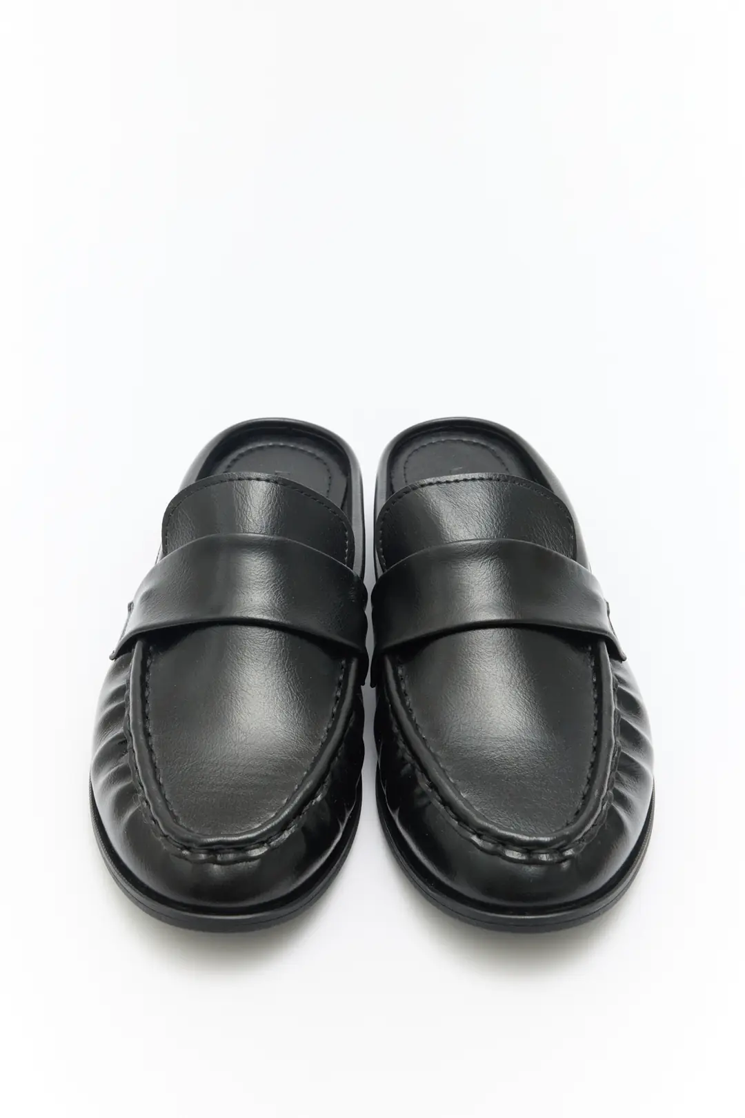 Loafer 2601 - Arkası Açık Büzgülü Kadın Loafer - Siyah