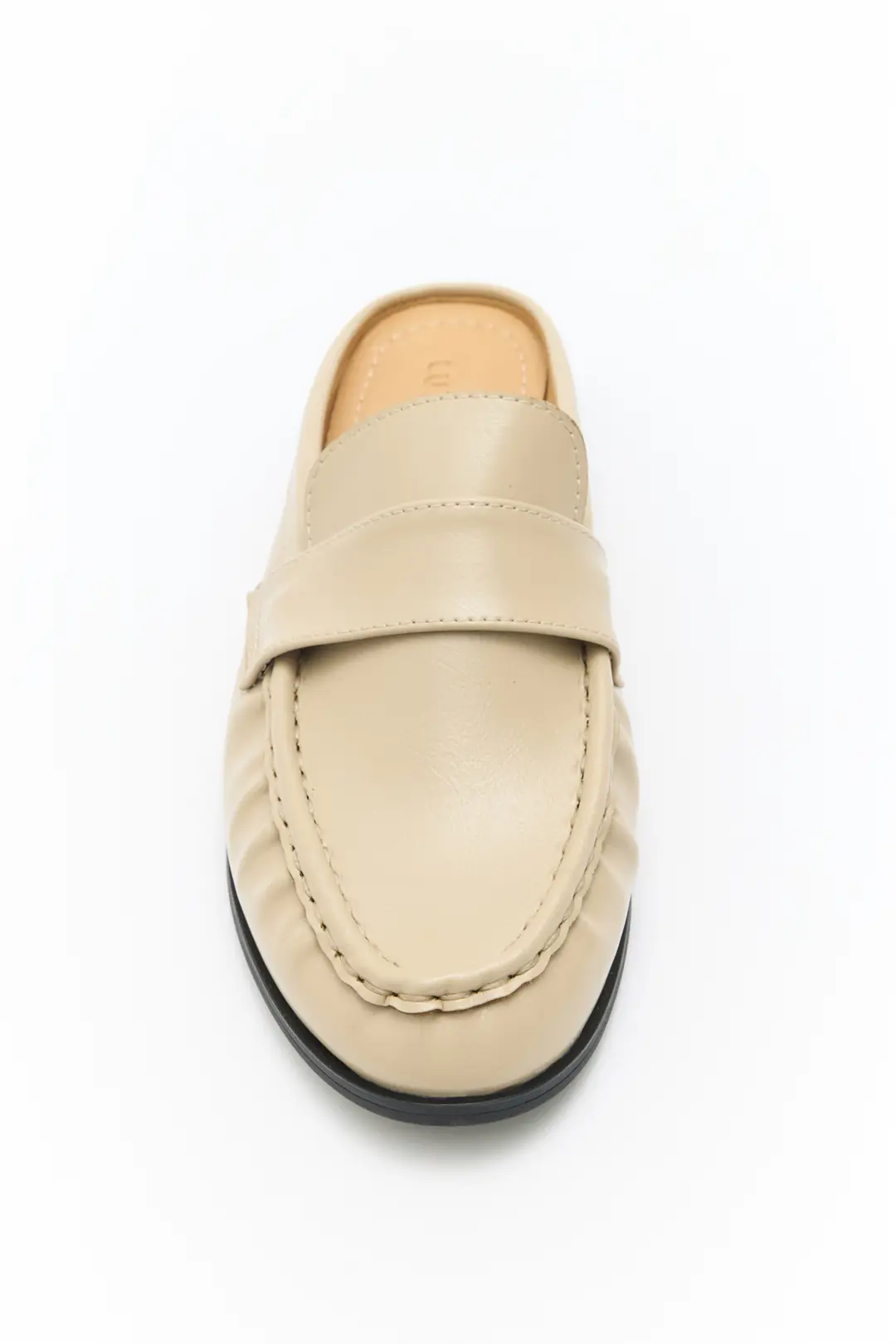 Loafer 2601 - Arkası Açık Büzgülü Kadın Loafer - Bej