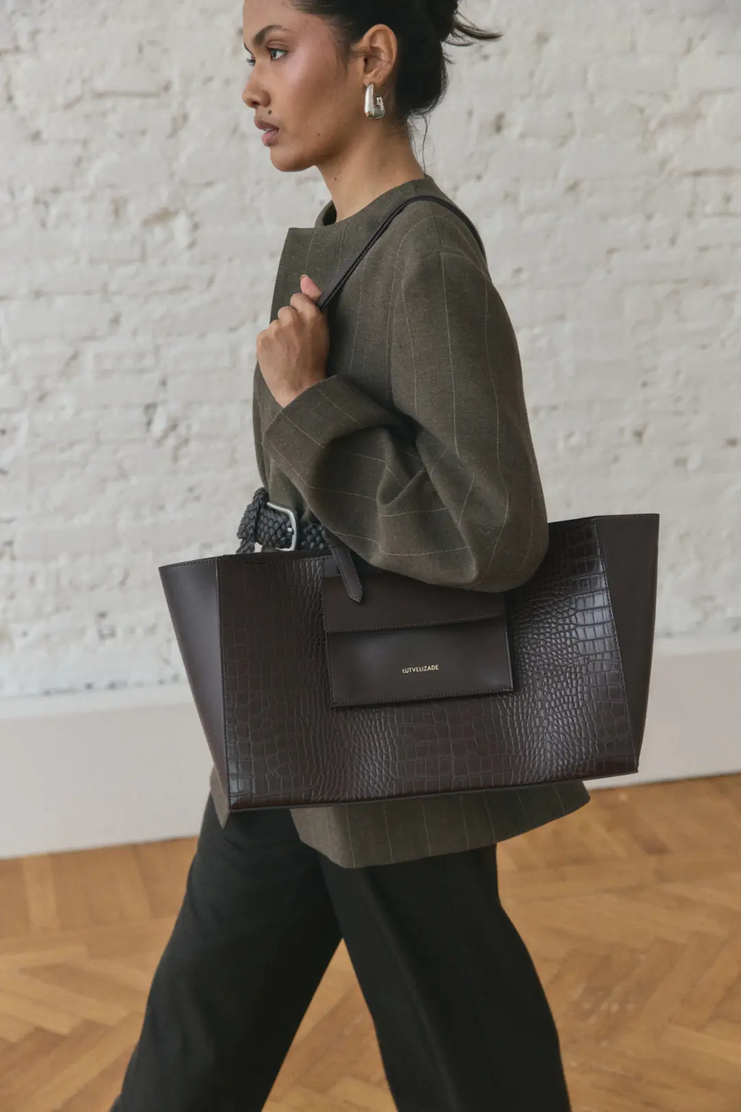Çanta 2601 - Croc Kumaş Shopper Kadın Çanta