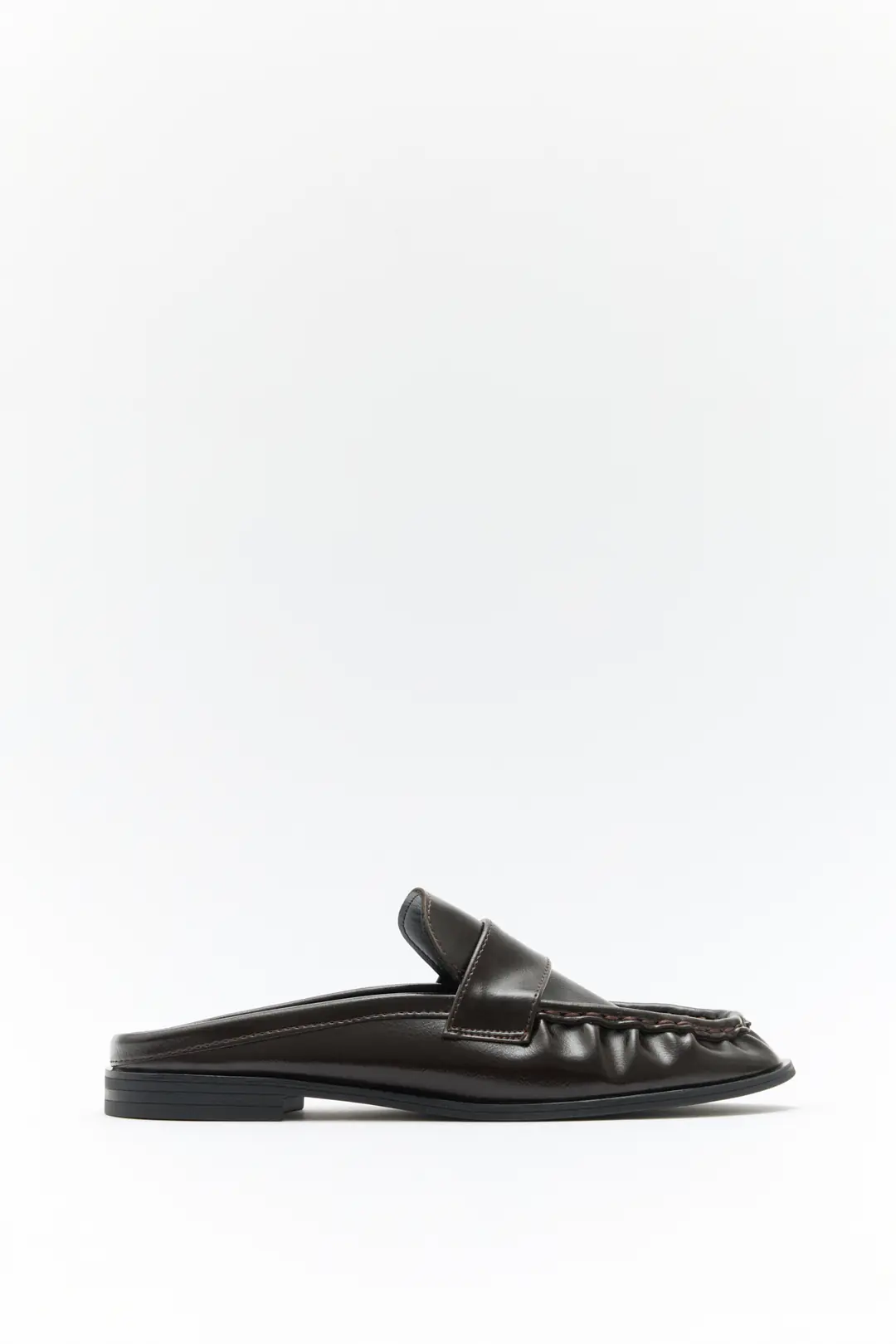Loafer 2601 - Arkası Açık Büzgülü Kadın Loafer - Acı Kahve